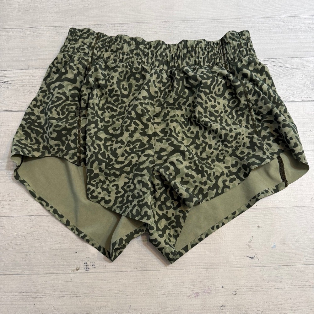 Athleta printed hustle 3" short green women's XXS